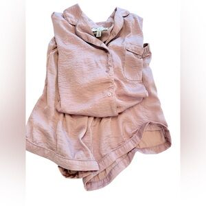 COMO Sleep Satin-Feel Pajama Set Blush Pink Size M